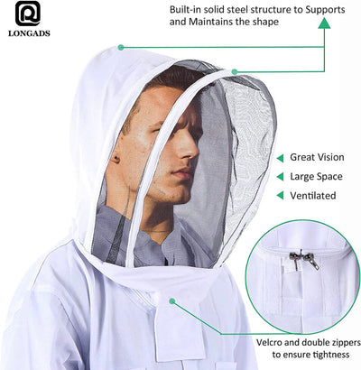 Professional Bee Suit for Men Women, Beekeeping Suit Beekeeper Suit with Glove &Ventilated Hood, Multi-Size Bee Outfit for Backyard and Bee Keeper- NEW IN PLASTIC!!!