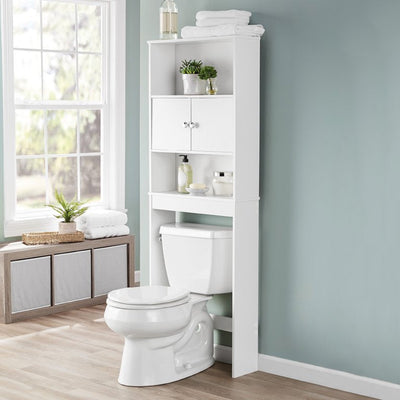 White Bathroom Space Saver with 3 Fixed Shelves, Mainstays over the Toilet Storage**New in Box**