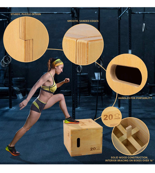 Yes4All 3 in 1 Wooden Plyo Box, Plyometric Box Platform for Home Gym and Outdoor Workout**New in box**