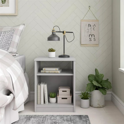 Mainstays Classic Open Shelf Nightstand, Dove Gray**New in box**