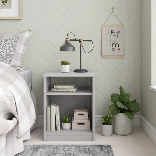 Mainstays Classic Open Shelf Nightstand, Dove Gray**New in box**