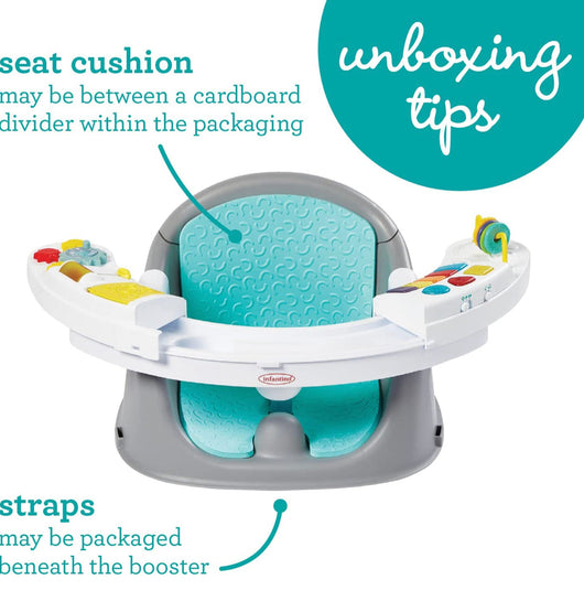 Infantino Music & Lights 3-in-1 Discovery Seat and Booster - Convertible Booster, Infant Activity seat and Feeding Chair with Electronic Piano for Sensory Exploration, for Babies and Toddlers**New**
