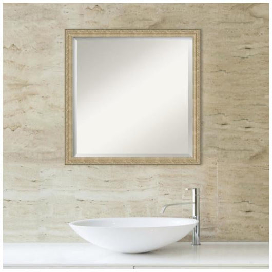 Paris 22.12 in. x 22.12 in. Modern Square Framed Champagne Bathroom Vanity Mirror (new out of the box)