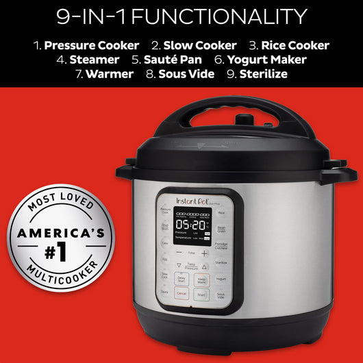 Instant Pot Duo Plus 9-in-1 Electric Pressure Cooker, Slow Cooker, Rice Cooker, Steamer, Sauté, Yogurt Maker, Warmer & Sterilizer, Includes App With Over 800 Recipes, Stainless Steel, 6 Quart**New in box**