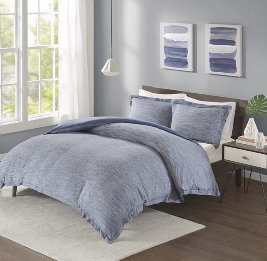 Home Essence Apartment Space Dyed Melange Cotton Jersey Knit Duvet Cover Set- NEW IN BAG!!!