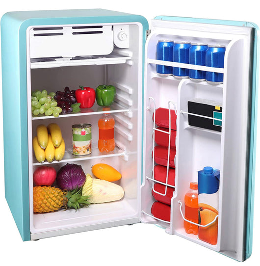 FRIGIDAIRE-BLUE 3.2 Cu Ft Blue Retro Compact Rounded Corner Premium Mini Fridge!! NEW OUT OF BOX!!