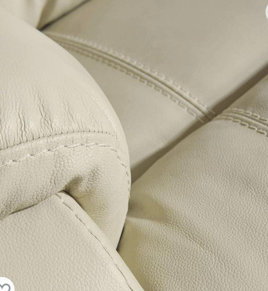 Signature Design by Ashley Rackingburg Leather Adjustable Dual Sided Power Reclining Loveseat, Cream- brand new