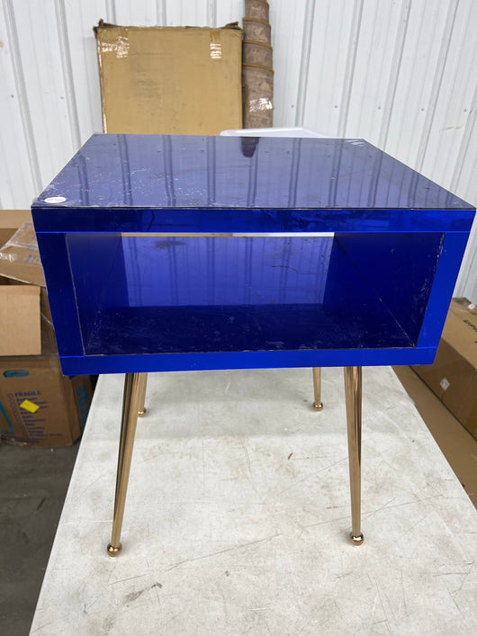 Anysun Mirrored End Table, Blue- NEW AND ASSEMBLED!!! (Minor scratches from shipping, protective plastic is still on)