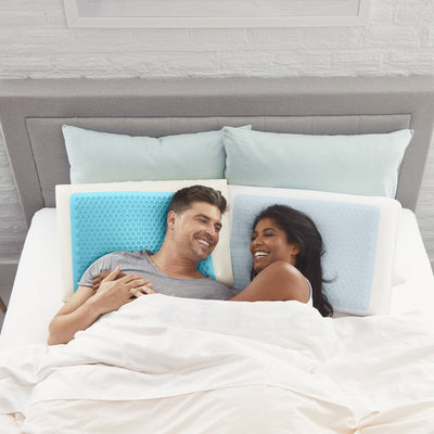 Comfort Revolution Originals Blue Bubble Gel + Memory Foam Cooling Bed Pillow, Standard Size**New in box**