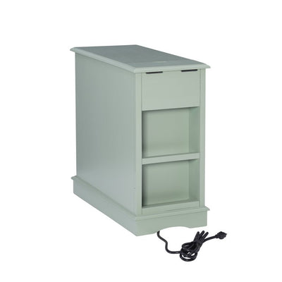 Powell Butler Accent Table with USB and Electrical Charging Station, Aqua**New in Box**