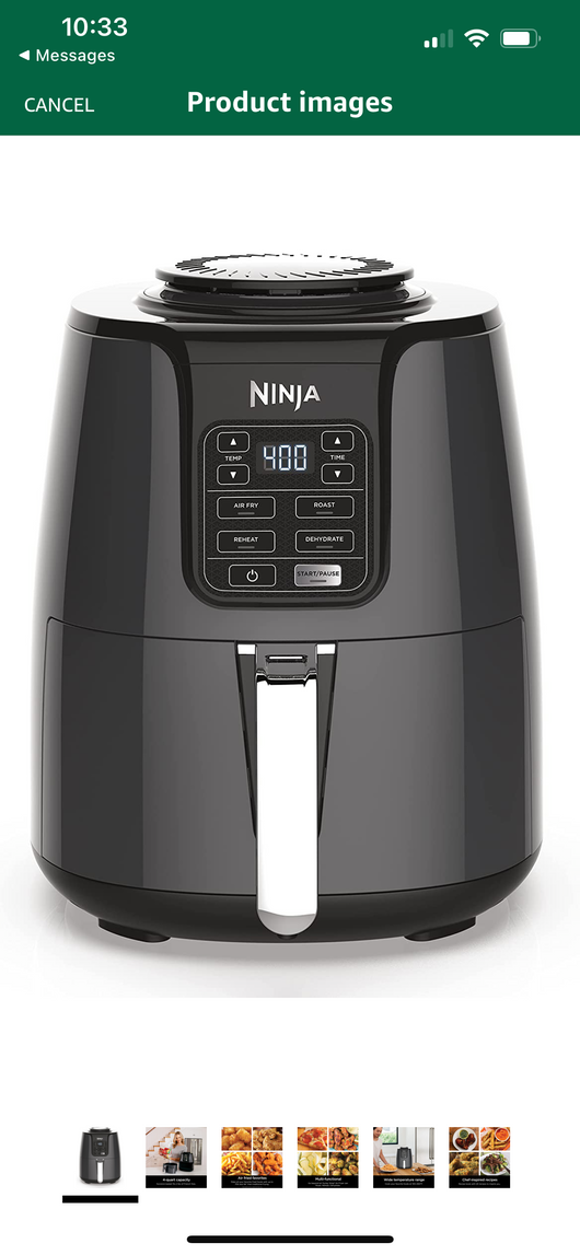Ninja AF101 Air Fryer that Crisps, Roasts, Reheats, & Dehydrates, for Quick, Easy Meals, 4 Quart Capacity, & High Gloss Finish, Black/Grey- NEW IN BOX!!! (Missing recipe book)