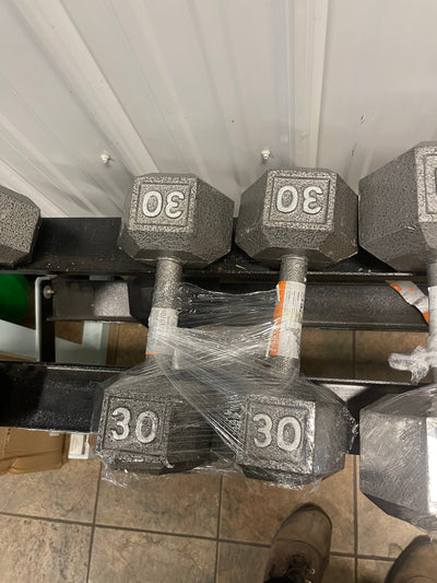 Set of 2 - 30 pound iron hex dumbbells- new