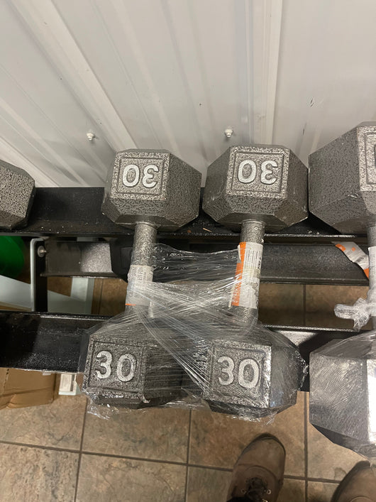 Set of 2 - 30 pound iron hex dumbbells- new