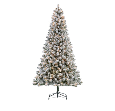 Holiday Time 7.5-Foot Pre-Lit Flocked Frisco Pine Artificial Christmas Tree! NEW IN BOX!