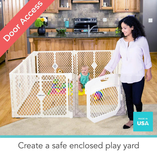 Toddleroo by North States Superyard Ultimate 8 Panel Baby Play Yard, Made in USA: Safe Play Area, Indoors/Outdoors, Freestanding. 6.5 feet Corner to Corner (26" Tall, Ivory), 1 Count (Pack of 1)-  NEW IN BOX!!!
