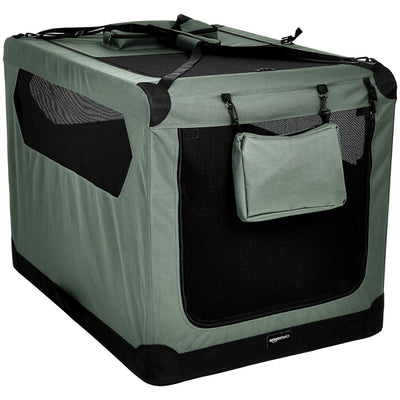 Amazon Basics Folding Portable Soft Pet Dog Crate Carrier Kennel - 42 x 31 x 31 Inches, Grey**New**