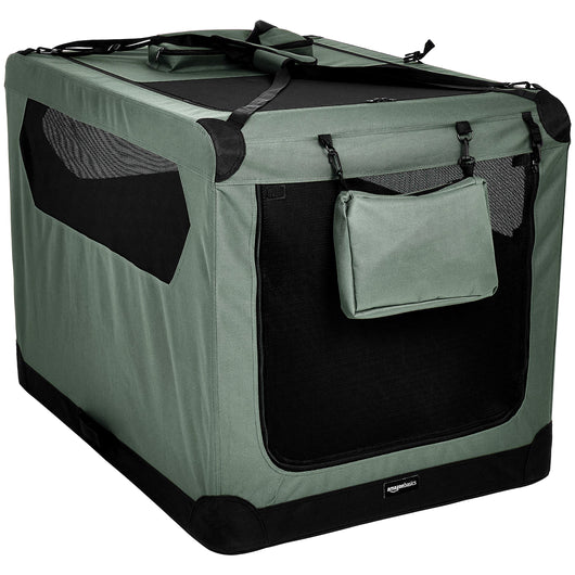 Amazon Basics Folding Portable Soft Pet Dog Crate Carrier Kennel - 42 x 31 x 31 Inches, Grey**New**