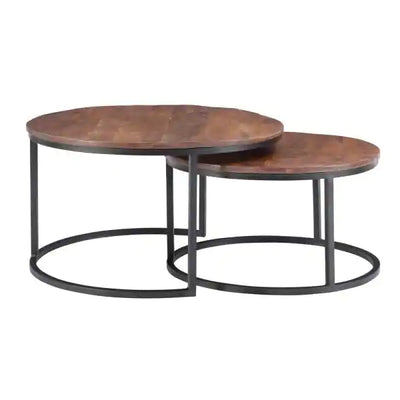 Cosimo 31 in. Length Brown 18 in. High Round Mango Wood Nesting Coffee Tables**New in Box**