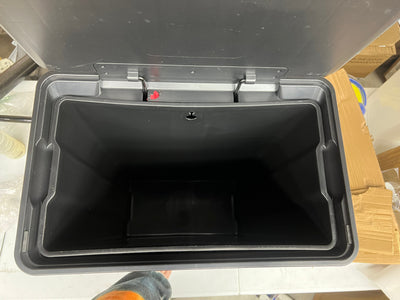 Rubbermaid Stainless Steel Metal Step-On Trash Can for Home and Kitchen, Charcoal, 12 Gallon!! NEW OUT OF BOX, MINOR DENT FROM SHIPPING!!