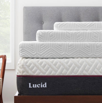 Lucid Memory Foam Mattress Topper, Queen, 3 inch, Cooling Gel and Aloe Infused, Plush (Cover Included)- NEW IN BOX!!!