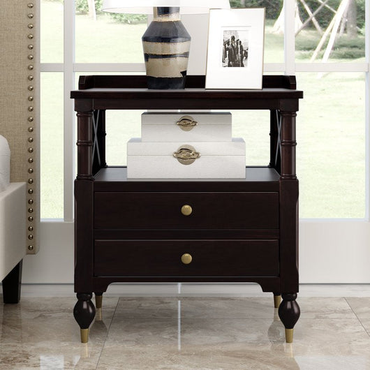 B&M Beans BM Modern Black Cherry 2 Drawer Nightstand! New & Assembled!