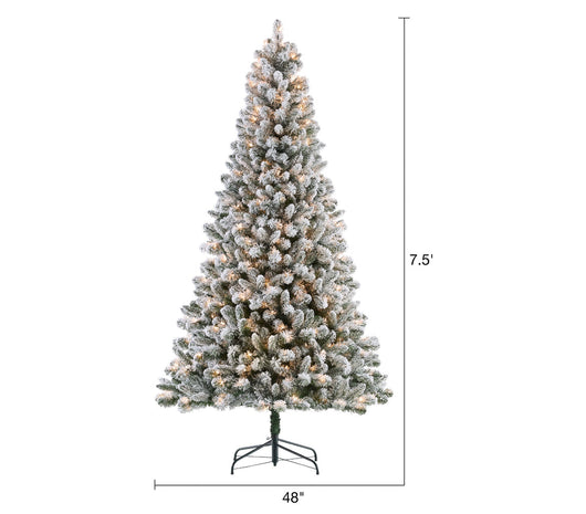 Holiday Time 7.5-Foot Pre-Lit Flocked Frisco Pine Artificial Christmas Tree! NEW IN BOX!