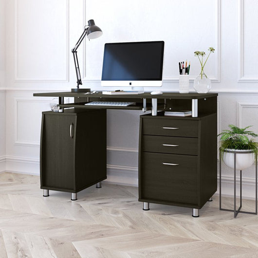 Techni Mobili Complete Workstation Computer Desk with Storage, Espresso**New in Box**