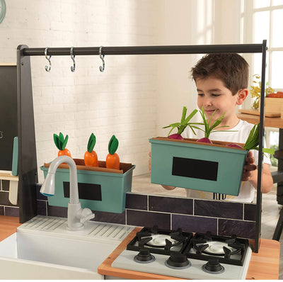 KidKraft Wooden Farm to Table Play Kitchen with EZ Kraft Assembly, Lights & Sounds, Ice Maker and 18 Accessories, Gift for Ages 3+. - NEW IN THE BOX