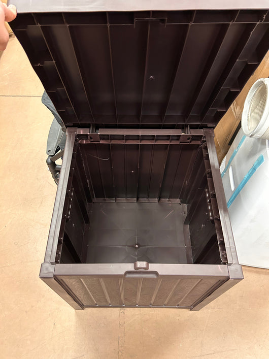 Besbuy 51 Gallons Square Plastic Deck Box Lockable Seat,Brown!  -Brand new & Assembled but does have a very small crack on the back side, photos shown