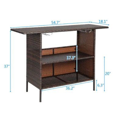 Rectangular Rattan 55 in. H Outdoor Bar Table with Cup Holders- NEW IN BOX!!!