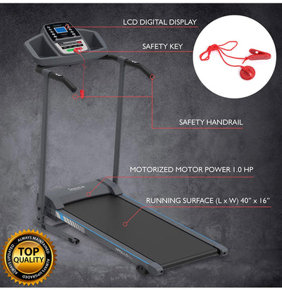 SereneLife Smart Electric Folding Treadmill – Easy Assembly Fitness Motorized Running Jogging Exercise Machine with Manual Incline Adjustment, 12 Preset Programs | SLFTRD20 Model**New and assembled**