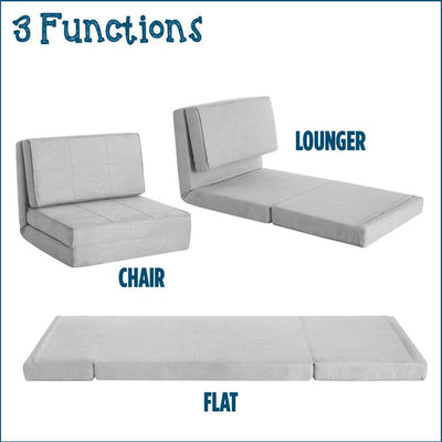 Your Zone Ultra Soft Suede 3 Position Convertible Flip Chair, Silver**New out of box**