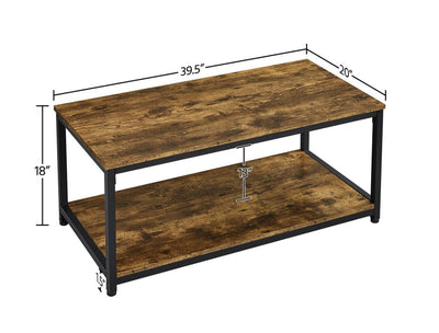 Yaheetech Industrial Coffee Table with Storage Shelf Wood Vintage Accent Furniture Tablefor Living Room, Rustic Brown(new in the box)