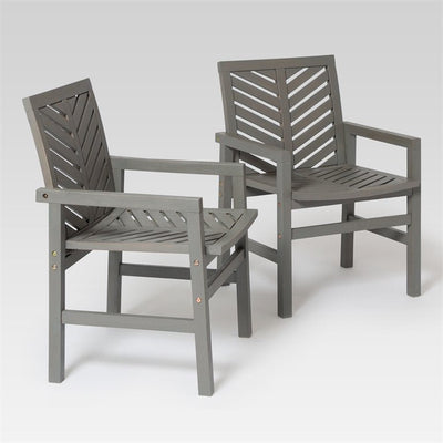 Walker Edison Outdoor Wood Chevron Patio Chair in Gray Wash (Set of 2)**New in box**