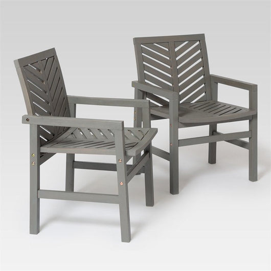 Walker Edison Outdoor Wood Chevron Patio Chair in Gray Wash (Set of 2)**New in box**