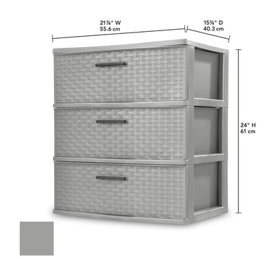 Sterilite Adult Plastic 3 Drawer Wide Weave Tower Cement (new)