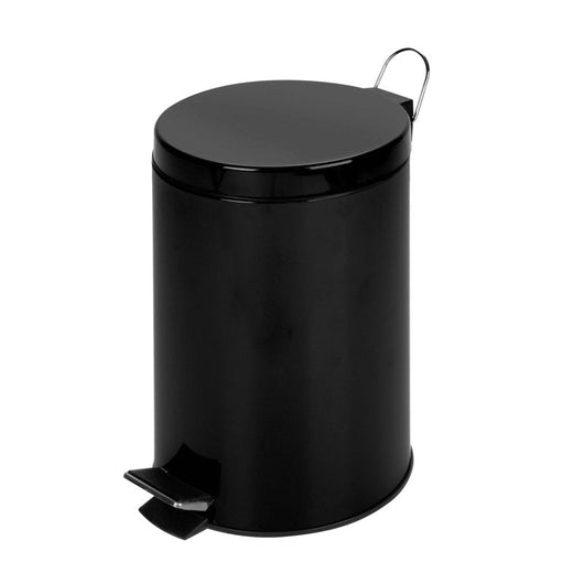 Honey Can Do 3.17 gal Round Steel Step On Bathroom Trash Can, Black**New**