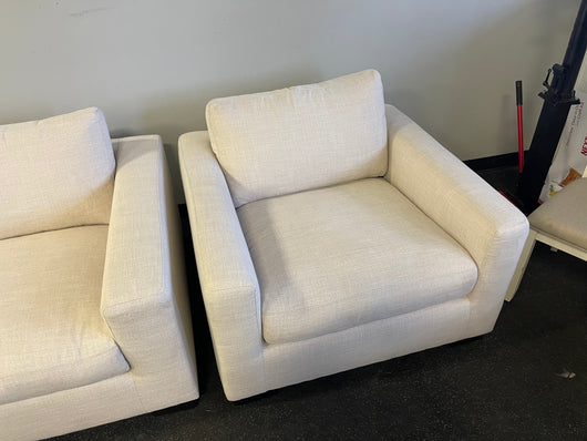 SET -  Stone & Beam Westview Extra-Deep Down-Filled Sofa Couch, 89"W, Cream and- Stone & Beam Westview Extra-Deep Down-Filled Accent Chair, 43.3"W, Cream NEW