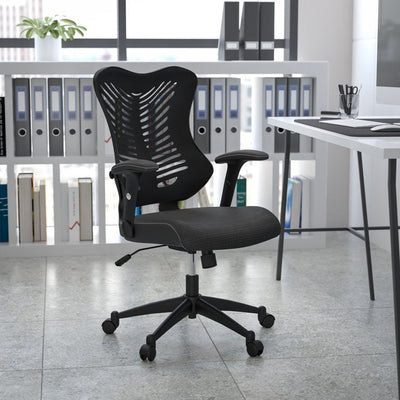 Flash Furniture High Back Designer Black Mesh Executive Swivel Ergonomic Office Chair with Adjustable Arms**New and assembled**