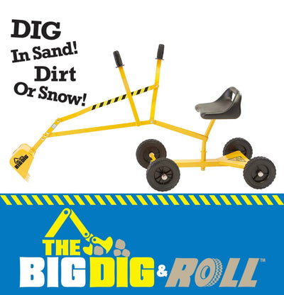 The Big Dig and Roll Ride-On Working Excavator with Wheels, Sandbox Excavator with 360° Rotation- NEW IN BOX!!!!