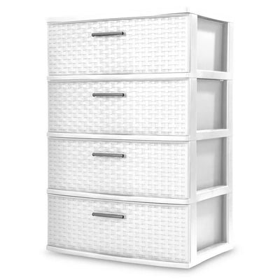 Sterilite 4 Drawer Wide Weave Tower White**New**