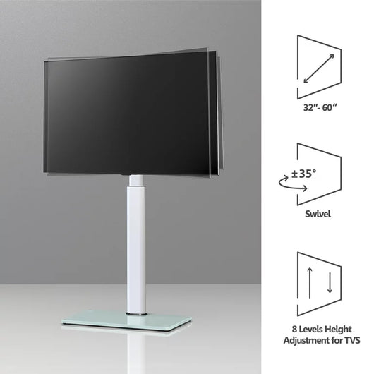FITUEYES TV Stand with Wheels and Wooden Base for TVs up to 60", White**New in box**