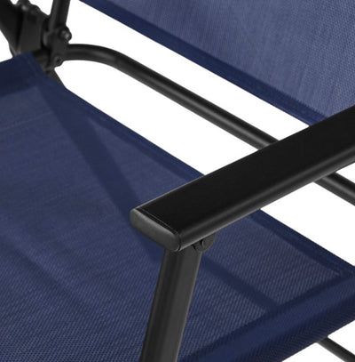 Mainstays Greyson Square Set of 2 Outdoor Patio Steel Sling Folding Chair, Navy- NEW IN BOX!!!