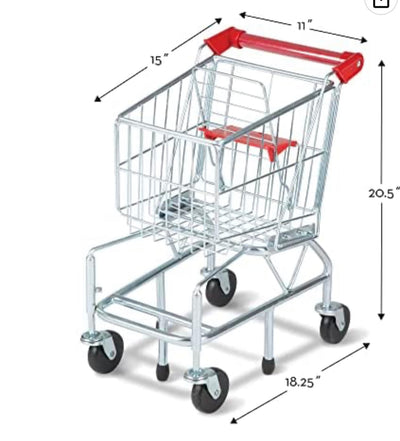 Melissa & Doug Toy Shopping Cart With Sturdy Metal Frame - Toddler Shopping Cart, Pretend Grocery Cart, Supermarket Pretend Play Shopping Cart For Kids Ages 3+- new in box