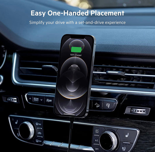Belkin Magnetic Wireless Car Charger - MagSafe Compatible Car Mount Wireless Charger - Air Vent Mount With Included Power Supply for iPhone 14, iPhone 13 & iPhone 12 - Car Magnetic Phone Mount Charger- NEW IN BOX!!!