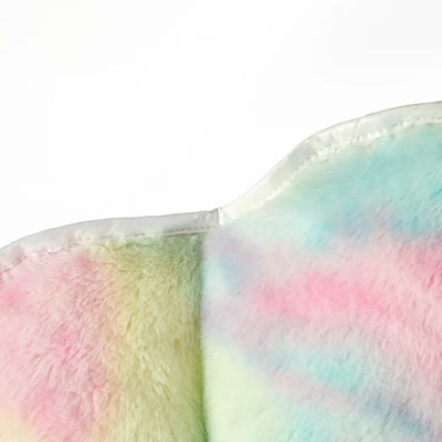 Justice Faux Fur Scallop Saucer™ Chair with Holographic Trim, Rainbow Tie Dye **New in Box**