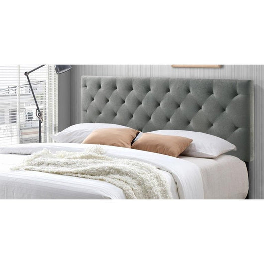 Belle Isle Furniture Auburndale Modern Metal Tufted Rubberwood Headboard, King, Gray**New in box**