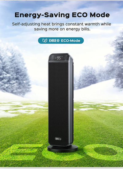 Dreo 24" Space Heater, 10ft/s Fast Quiet Heating Portable Electric Heater with Remote, 3 Modes, Overheating & Tip-Over Protection, Oscillating Ceramic Heater for Bedroom, Office, and Indoor Use, Black**New in box**