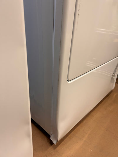 Kenmore Front Load Electric Dryer with Wrinkle Guard and 7.0 Cubic Ft. Total Capacity, White!  -Brand new never used but is dented from shipping, photos shown. (Front left edge is tape over to keep closed)