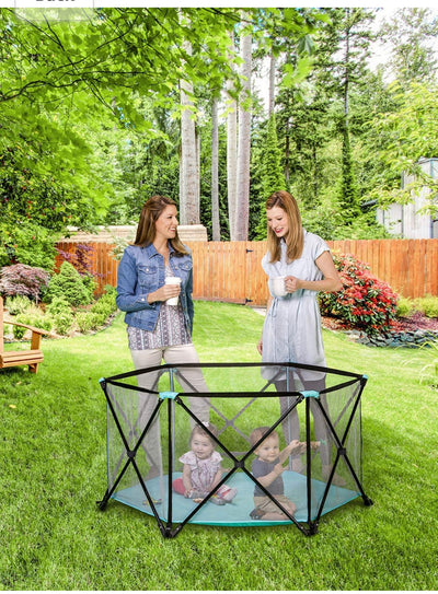 Regalo My Play® Portable Play Yard Indoor and Outdoor, Washable, Aqua, 6-Panel**New in box**